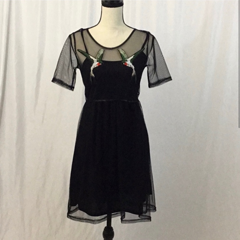 Black Slip Dress with Overlay